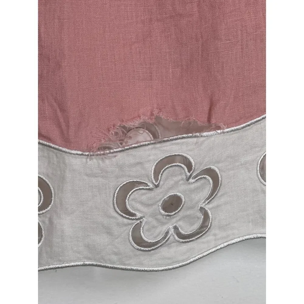Staud Margaux Skirt Linen Floral Eyelet Embroidered Mini A-Line Pink White 10